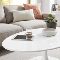 Tulip 42" Oval-Shaped Wood Top Coffee Table