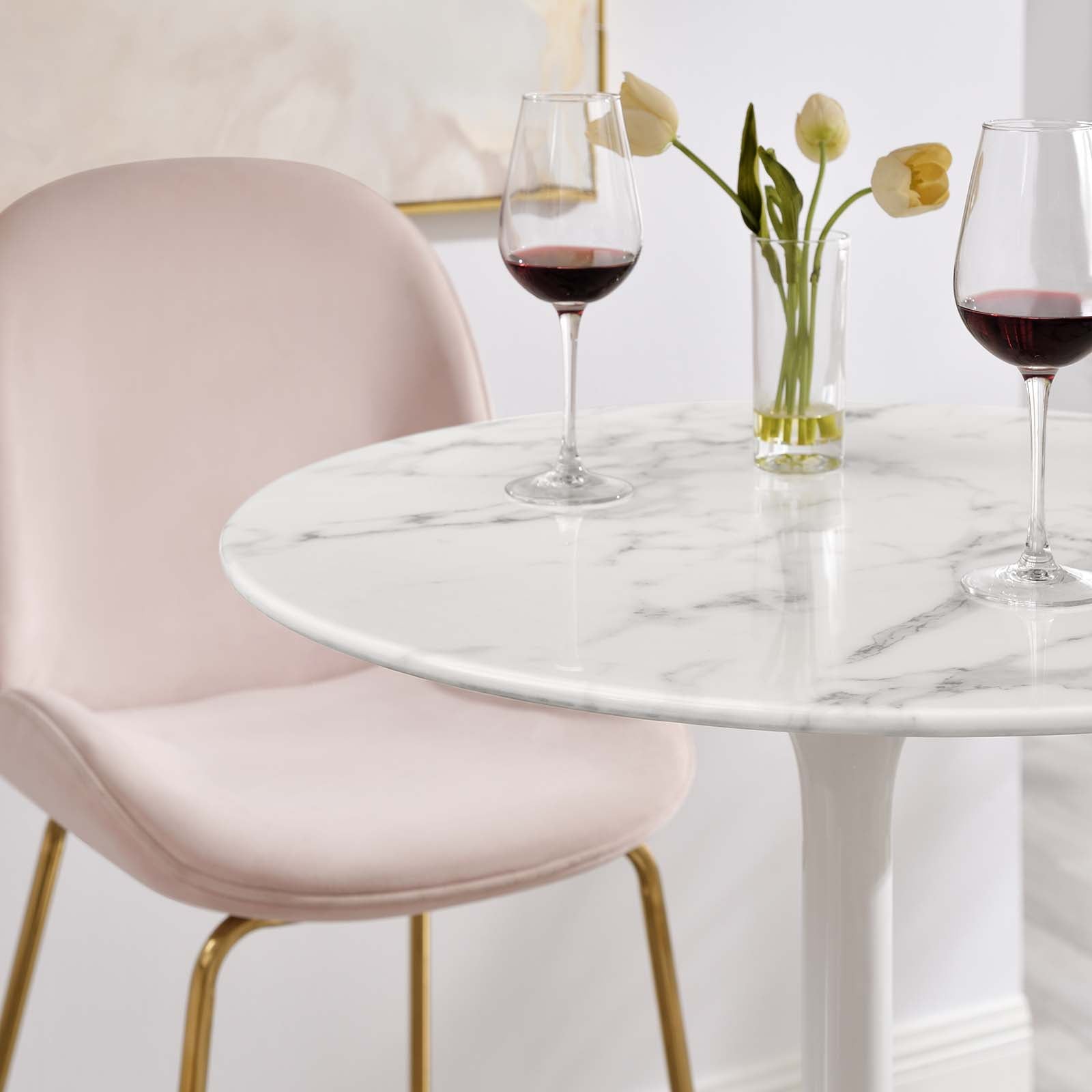 Tulip 28" Bar Table With White Base