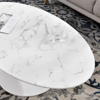 Tulip Oval-Shaped Artificial Marble Coffee Table