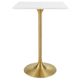 Tulip 28" Square Bar Table With Gold Base