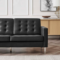 Allen Tufted Upholstered Faux Leather Sofa