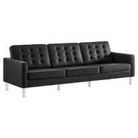 Allen Tufted Upholstered Faux Leather Sofa