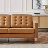 Allen Tufted Upholstered Faux Leather Sofa