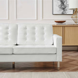 Allen Tufted Upholstered Faux Leather Sofa