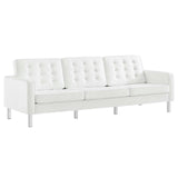 Allen Tufted Upholstered Faux Leather Sofa