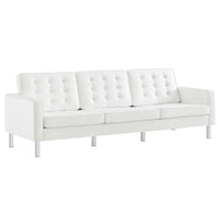 Allen Tufted Upholstered Faux Leather Sofa