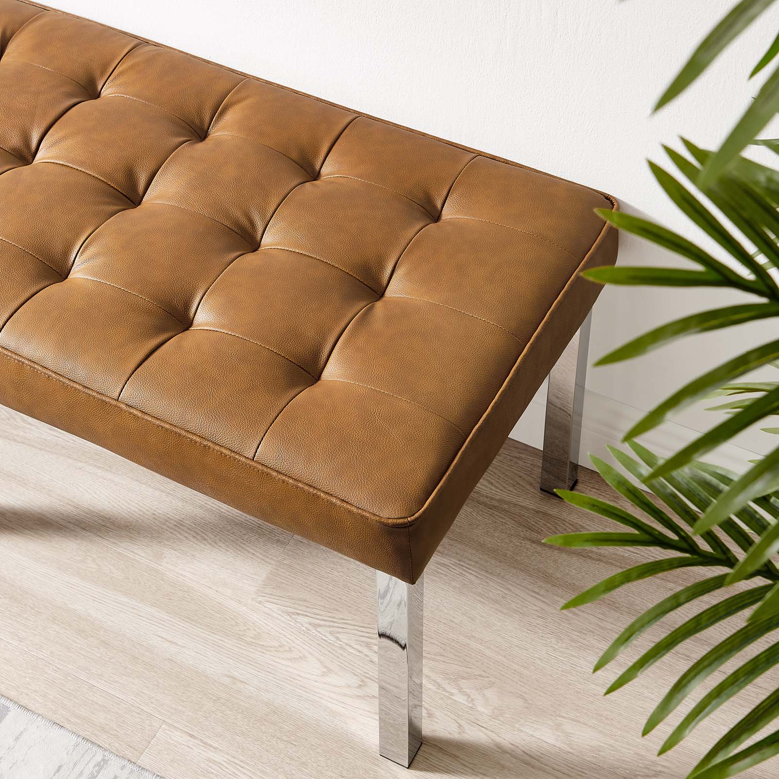 Loft Tufted Vegan Leather Bench