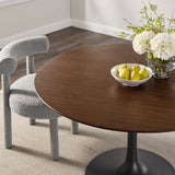 Tulip Round Walnut Top Dining Table, Black Base