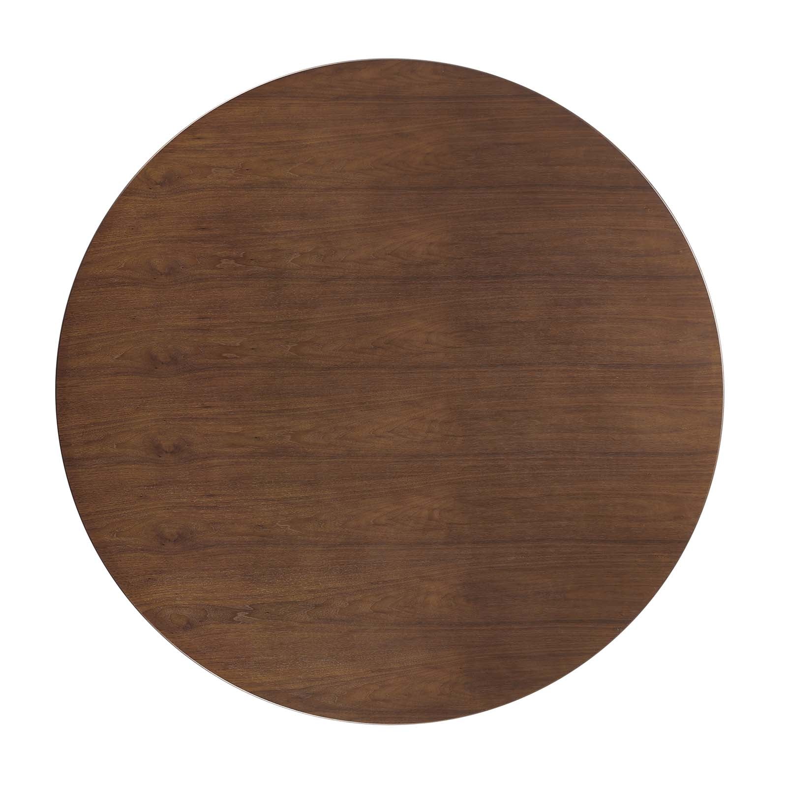 Tulip Round Walnut Top Dining Table, Black Base