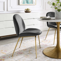 Scoop Dining Chair with Gold Stainless Steel Legs