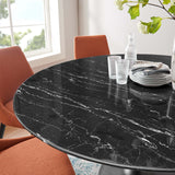 Tulip Round Artificial Marble Top Dining Tables, Black