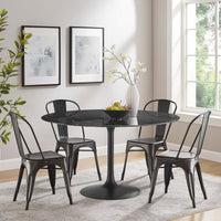 Tulip Round Artificial Marble Top Dining Tables, Black