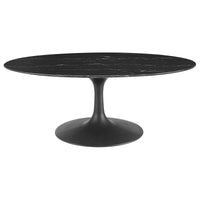 Tulip Oval Artificial Marble Coffee Table, Black