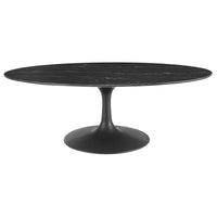 Tulip Oval Artificial Marble Coffee Table, Black