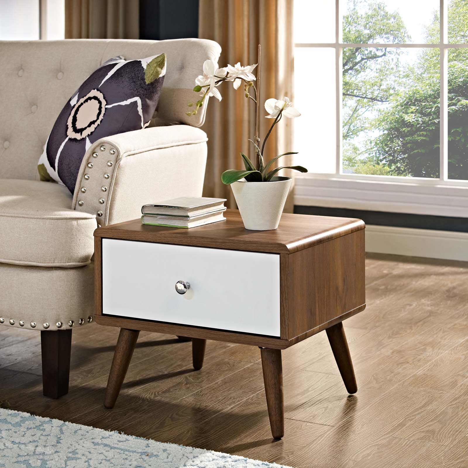 Transmit Nightstand, Walnut White