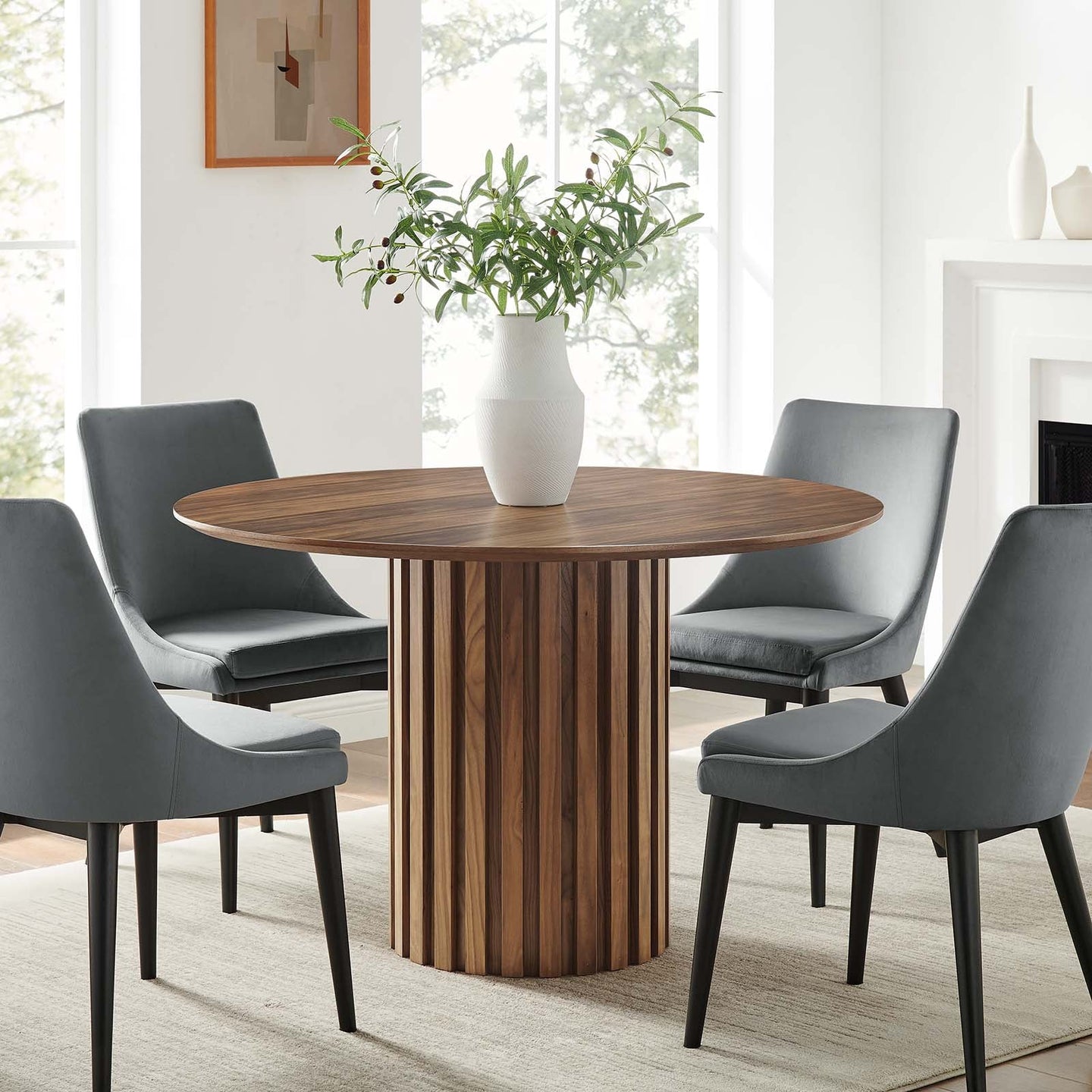 Senja 47" Round Dining Table, Walnut