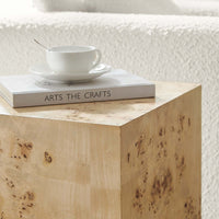 Cosmos 16" Square Burl Wood Side Table