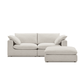 Duke Deep Seat Sofa With Ottoman, 2 Seater, White