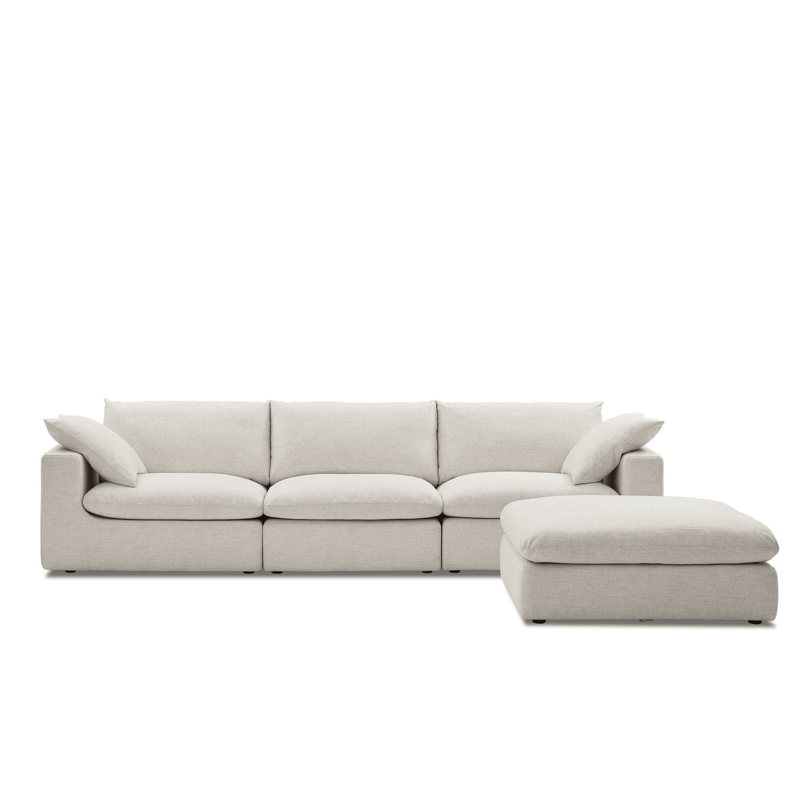 Duke Deep Seat Sofa With Ottoman, 3 Seater, White