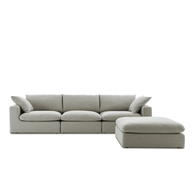 Duke Deep Seat Sofa With Ottoman, 3 Seater, Gray