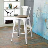 Promenade Wood Seat Bar Stool with Arms