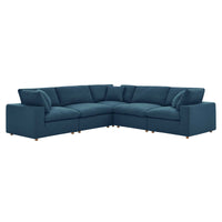 Haven Down Filled Overstuffed 5 Piece Sectional Sofa Set with Armrest