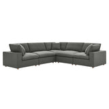 Haven Down Filled Overstuffed 5 Piece Sectional Sofa Set with Armrest