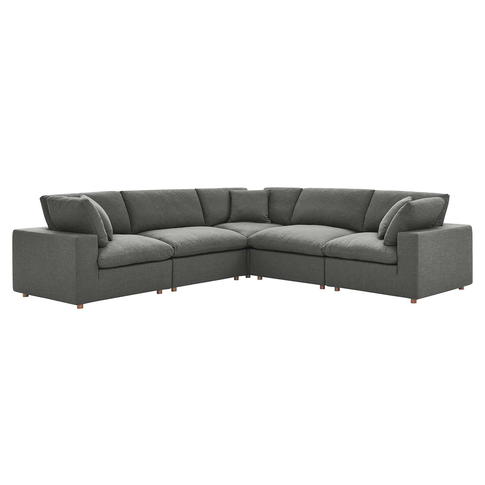 Haven Down Filled Overstuffed 5 Piece Sectional Sofa Set with Armrest