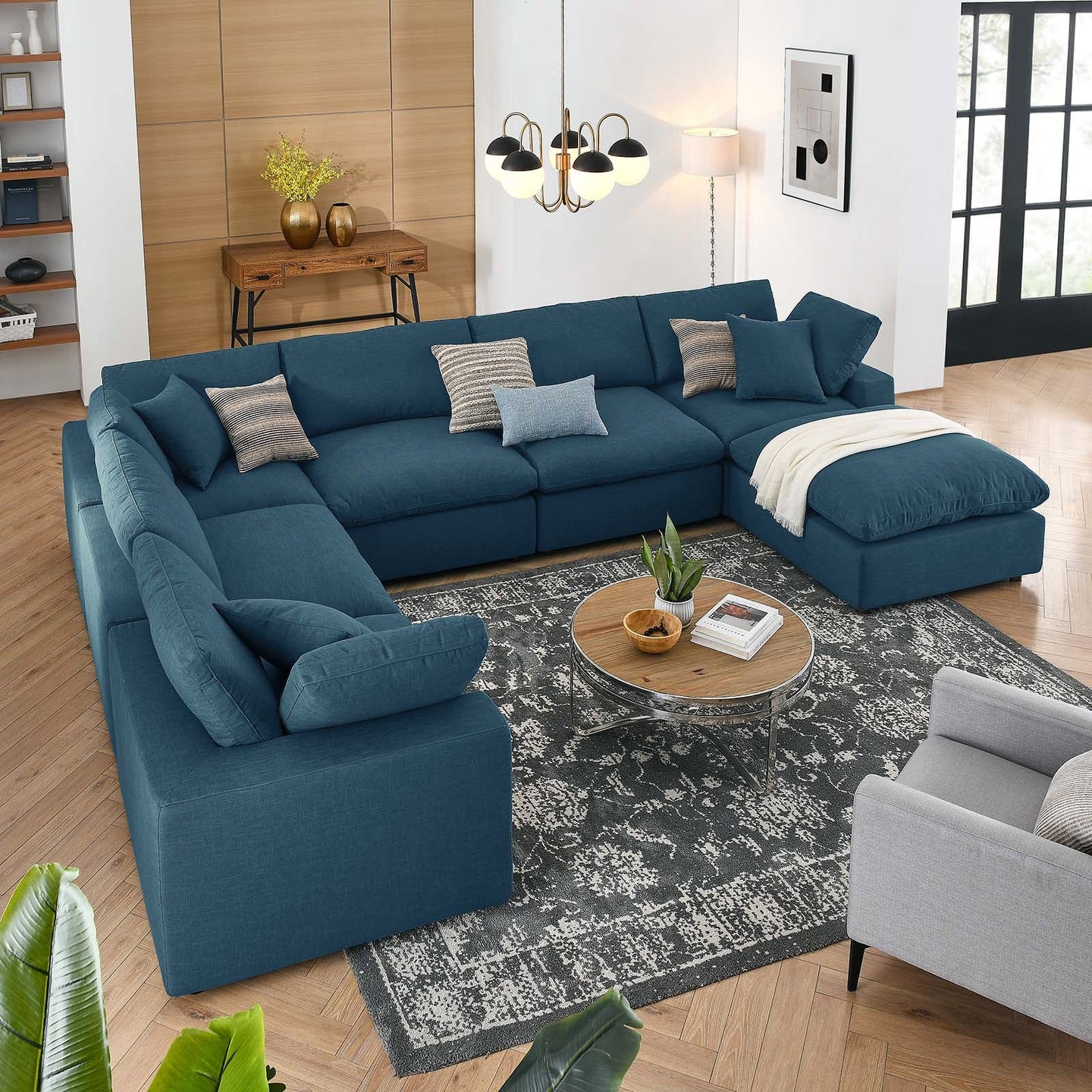 Haven Down Filled Overstuffed 7 Piece Sectional Sofa Set