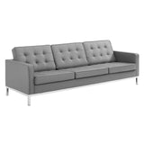 Allen Tufted Upholstered Faux Leather Sofa