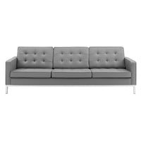 Allen Tufted Upholstered Faux Leather Sofa