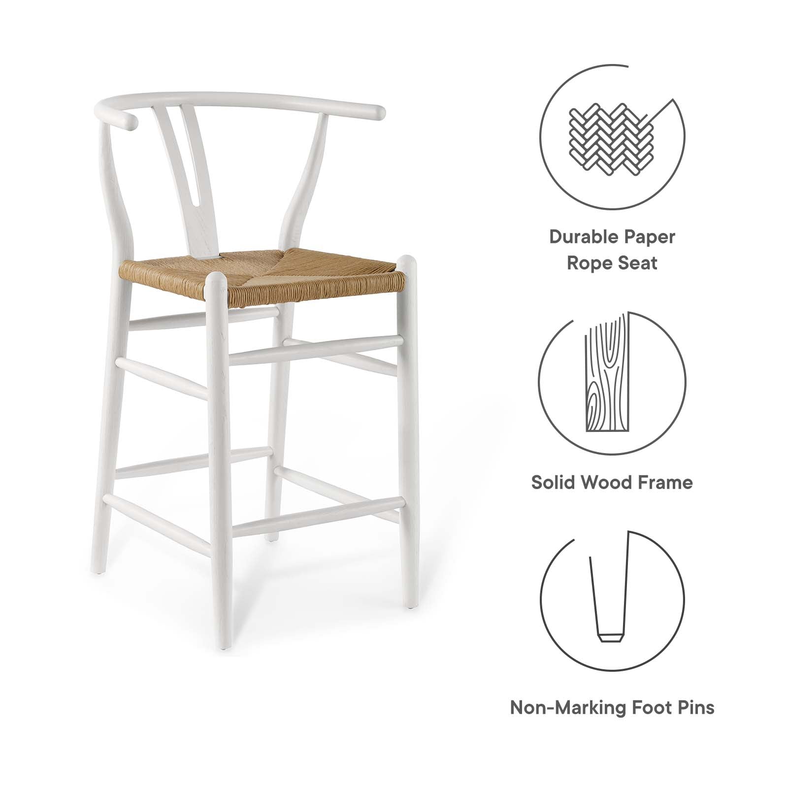 Amish Wood Counter Stool,White