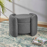 Nebula Boucle Upholstered Ottoman, Charcoal