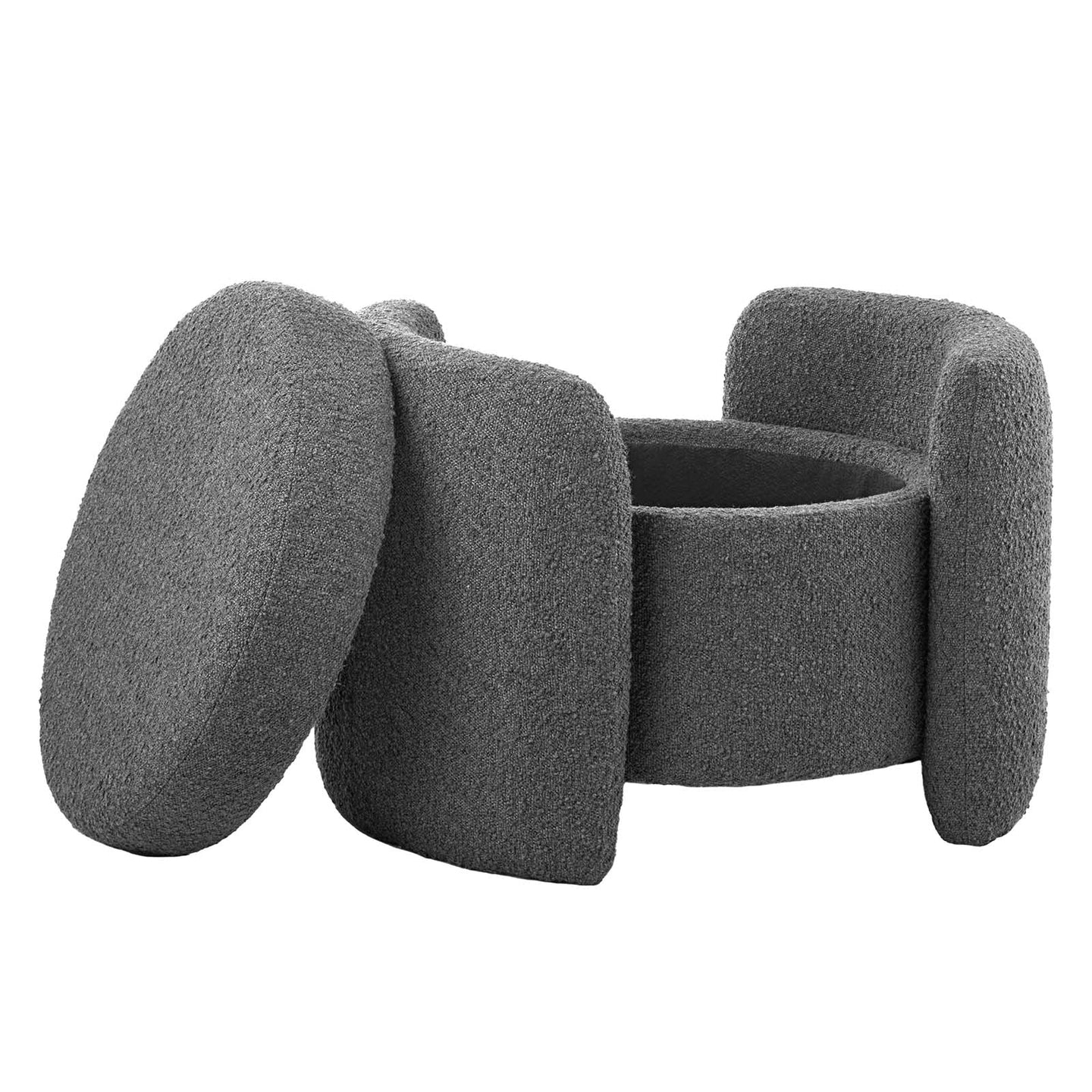 Nebula Boucle Upholstered Ottoman, Charcoal