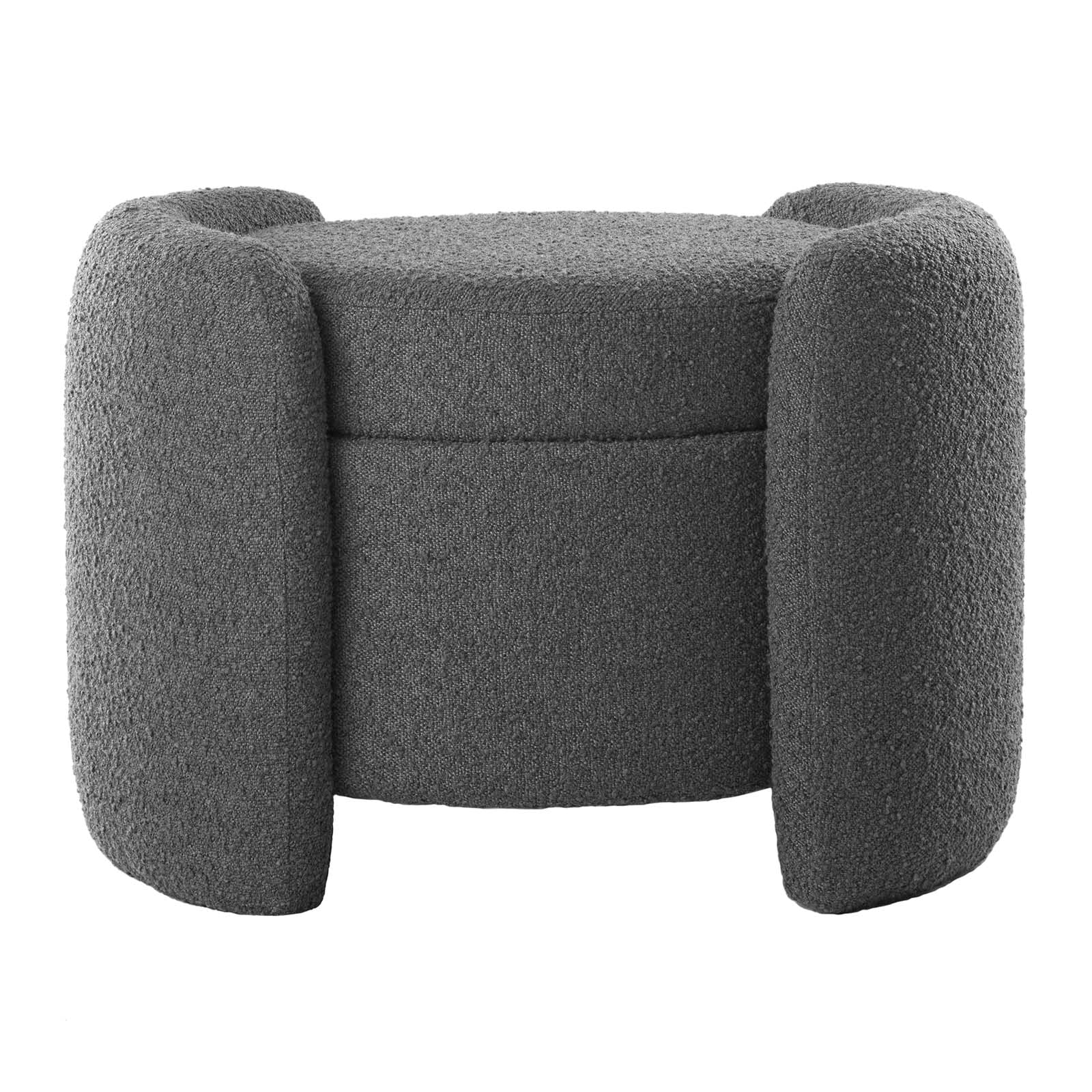 Nebula Boucle Upholstered Ottoman, Charcoal