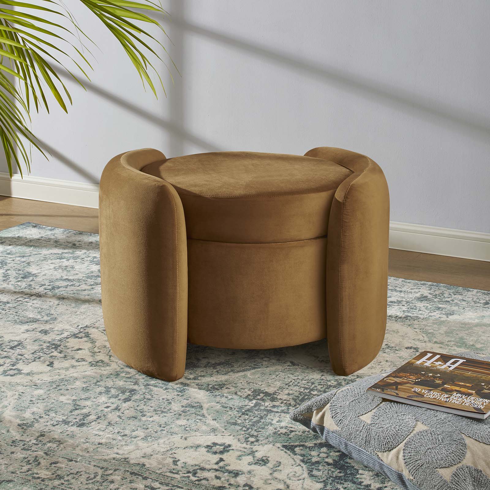 Nebula Upholstered Performance Velvet Ottoman