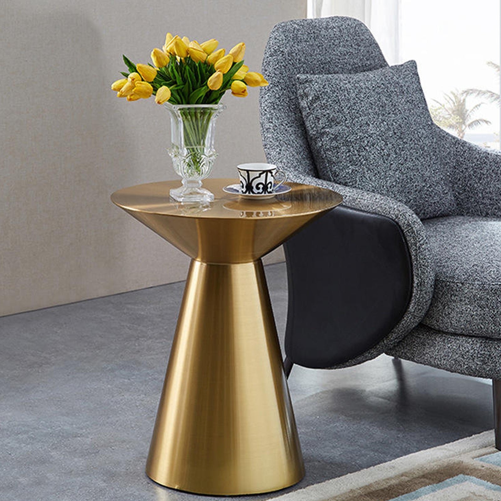 Hourglass Side Table, Gold