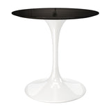 Tulip Fiberglass Dining Table, Round White Base