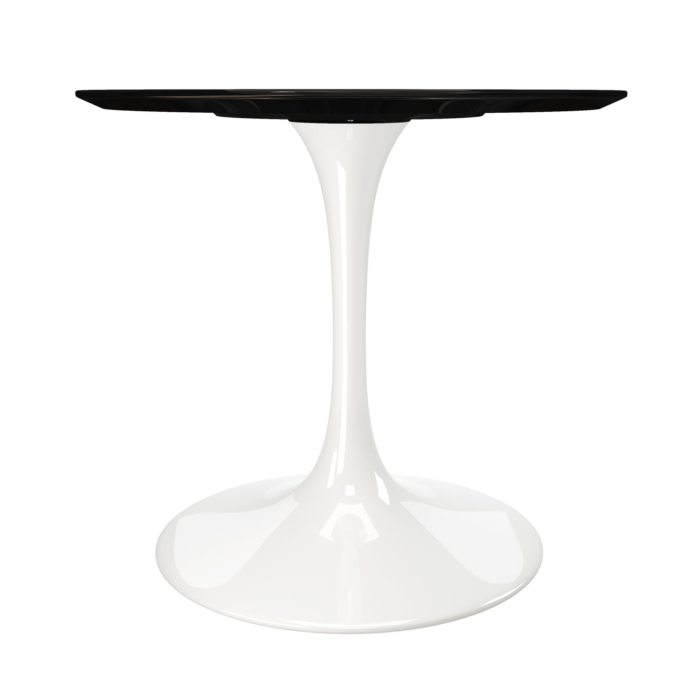 Tulip Fiberglass Dining Table, Round White Base