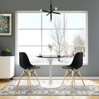 Tulip Fiberglass Dining Table, Round White Base