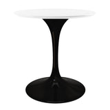 Tulip Round Fiberglass Dining Table Black Base