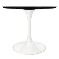 Tulip Fiberglass Dining Table, Round White Base