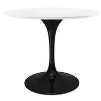 Tulip Round Fiberglass Dining Table Black Base