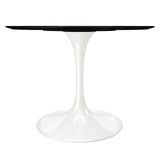 Tulip Fiberglass Dining Table, Round White Base