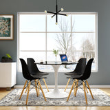 Tulip Fiberglass Dining Table, Round White Base