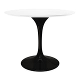 Tulip Round Fiberglass Dining Table Black Base