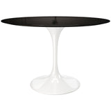 Tulip Fiberglass Dining Table, Round White Base