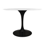 Tulip Round Fiberglass Dining Table Black Base