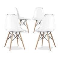 LeisureMod Dover Kitchen & Dining Chair With Eiffel Wood Legs