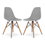 Wood Grain DSW Molded Plastic Dining Side Chair with Beech Wood Eiffel Legs